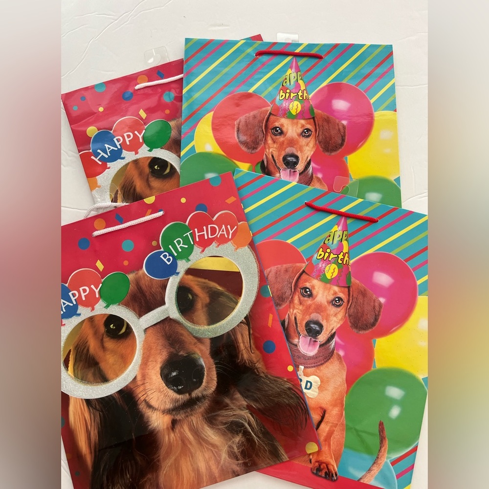 New Set of 4 Dachshund Gift Bags Large